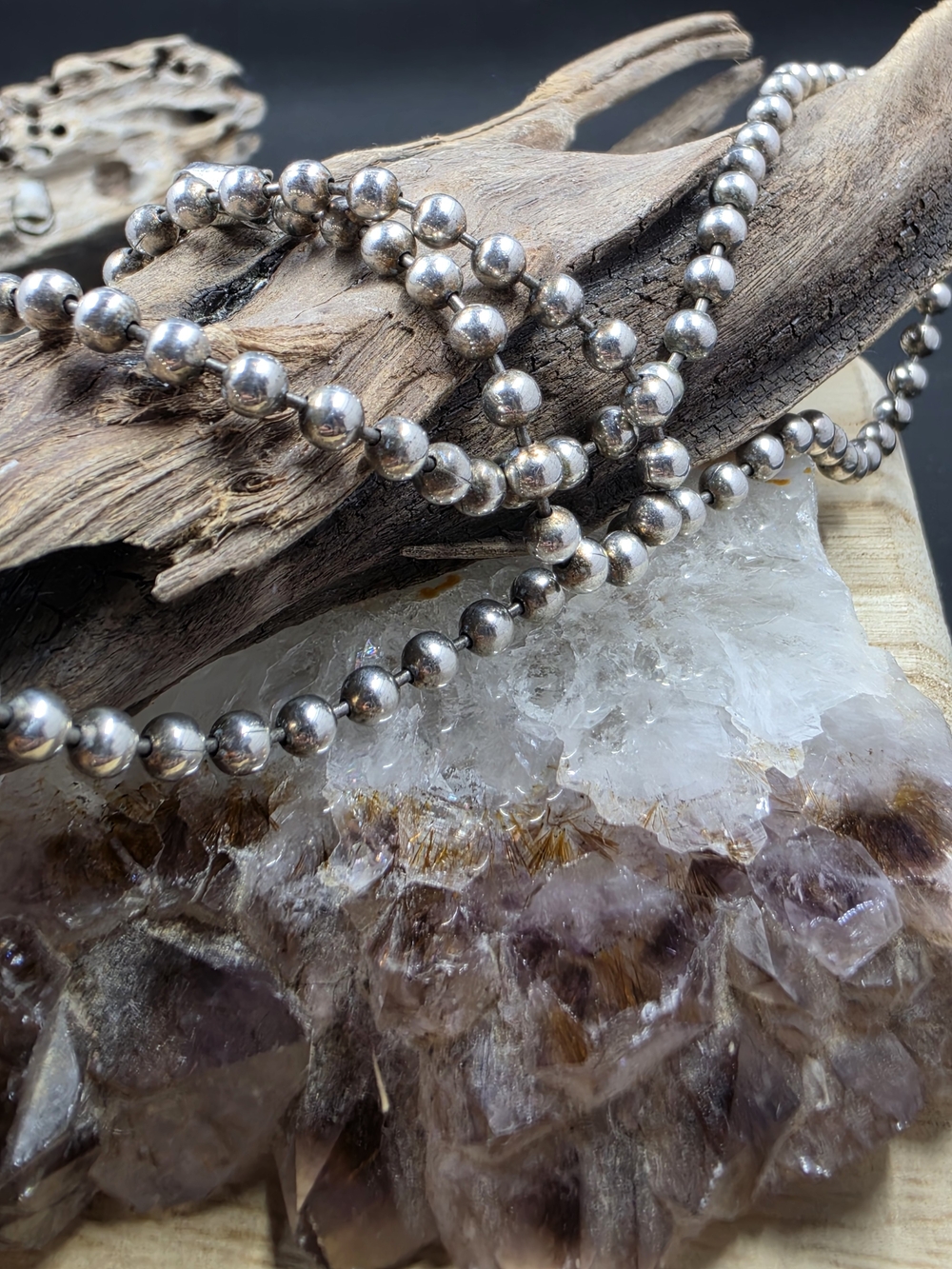 Sterling Silver Bead Necklace - Polished Silver - Picture 3 of 6